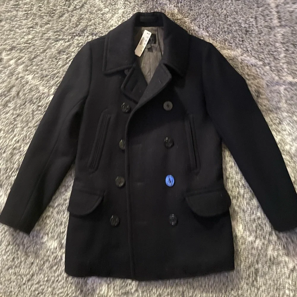 NWT J CREW DOCK PEACOAT MENS XS NAVY BLUE - Picture 2 of 5